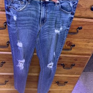 Washed Blue Ripped Jeans for Juniors